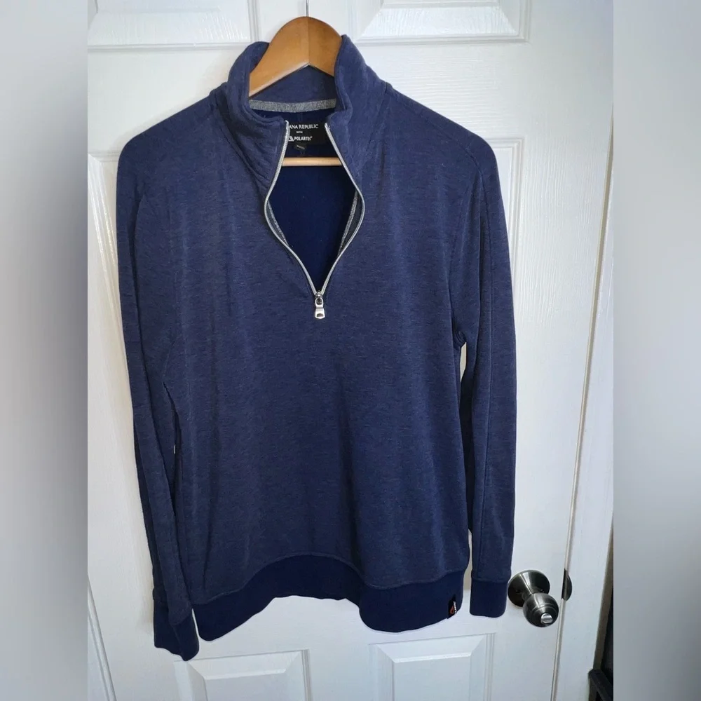 Banana Republic Men’s Medium Polartec 1/4 Zip Long Sleeve Pullover Navy Blue M